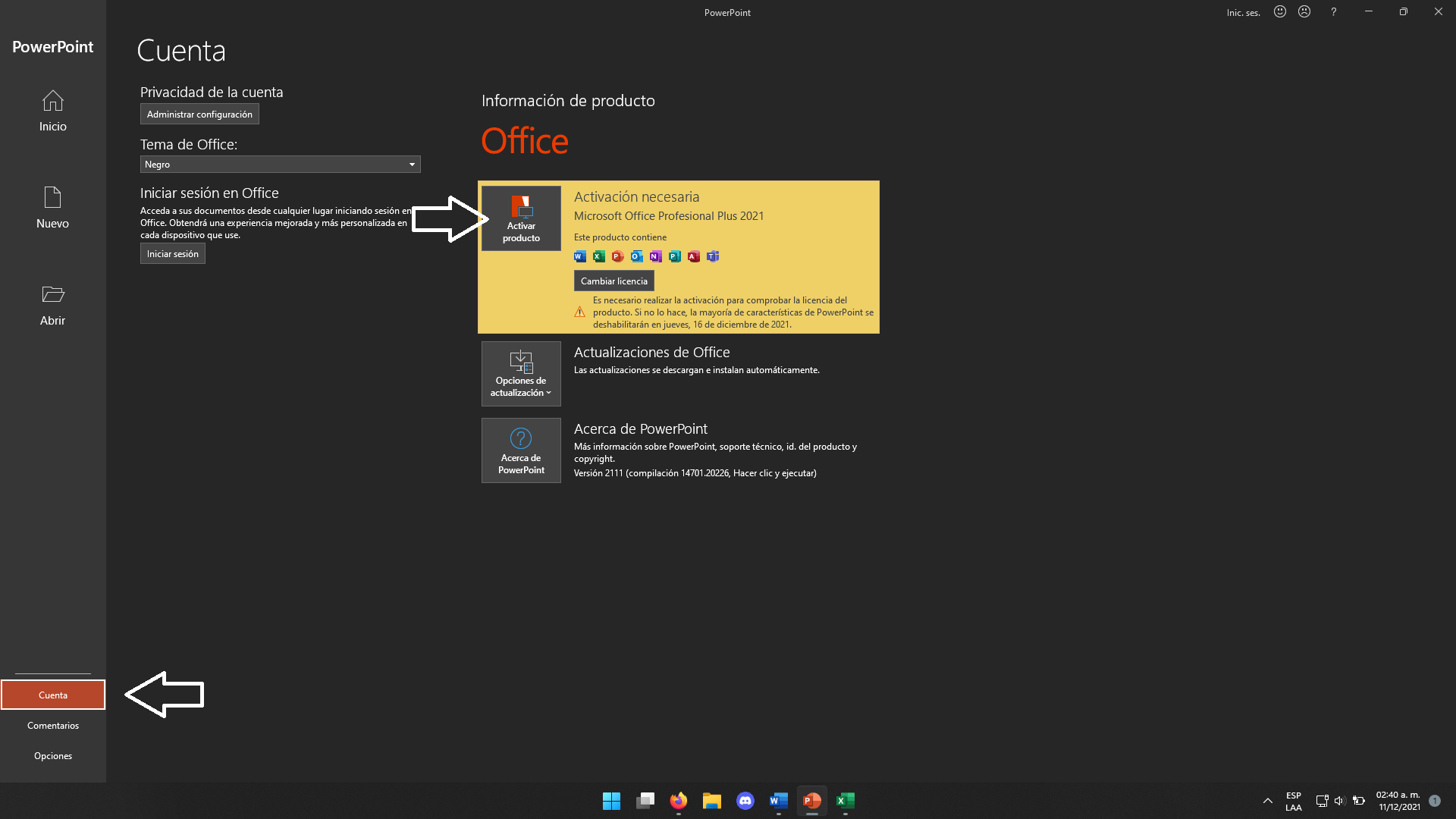 activación office pro plus 2021