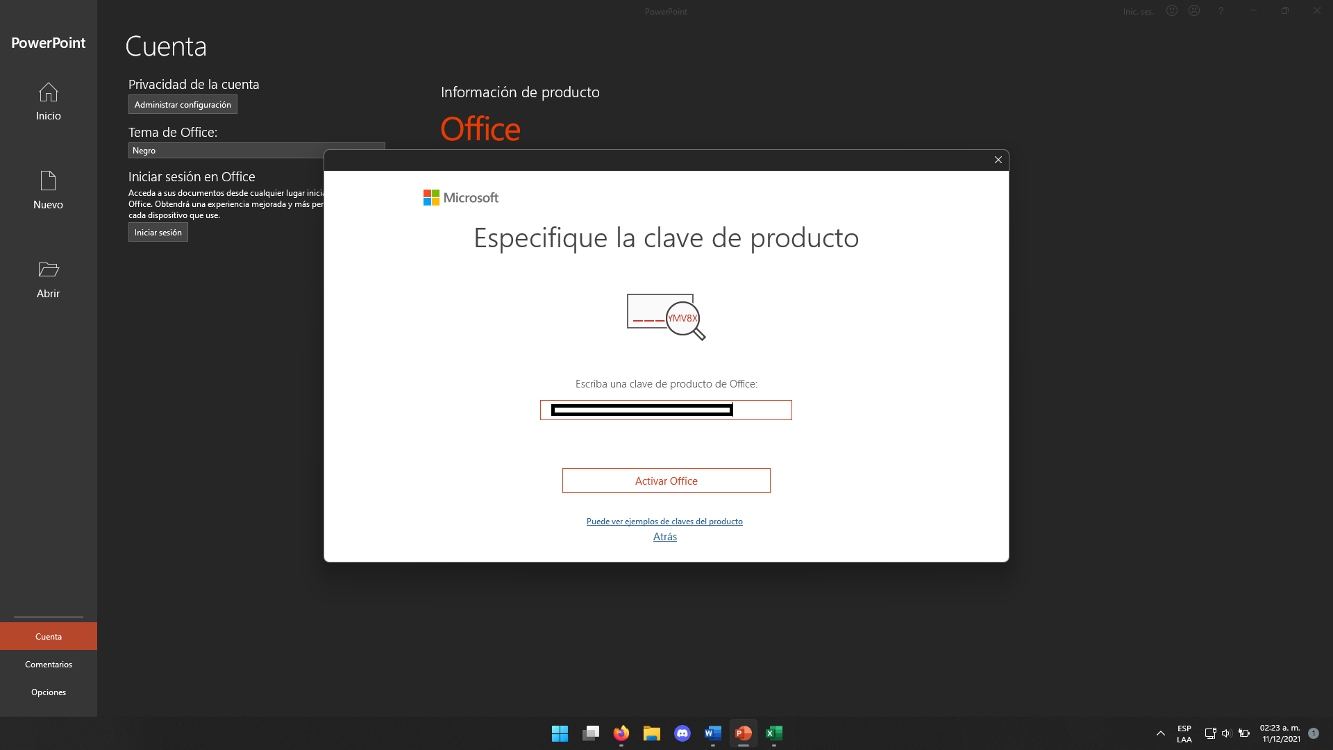 licencia office pro 2021 activar