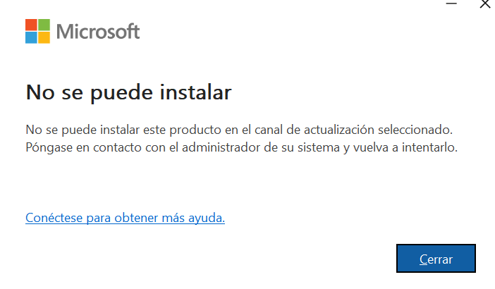 Solución: Office no se puede instalar en el canal de actualización 3 Office no se puede instalar en el canal de actualización